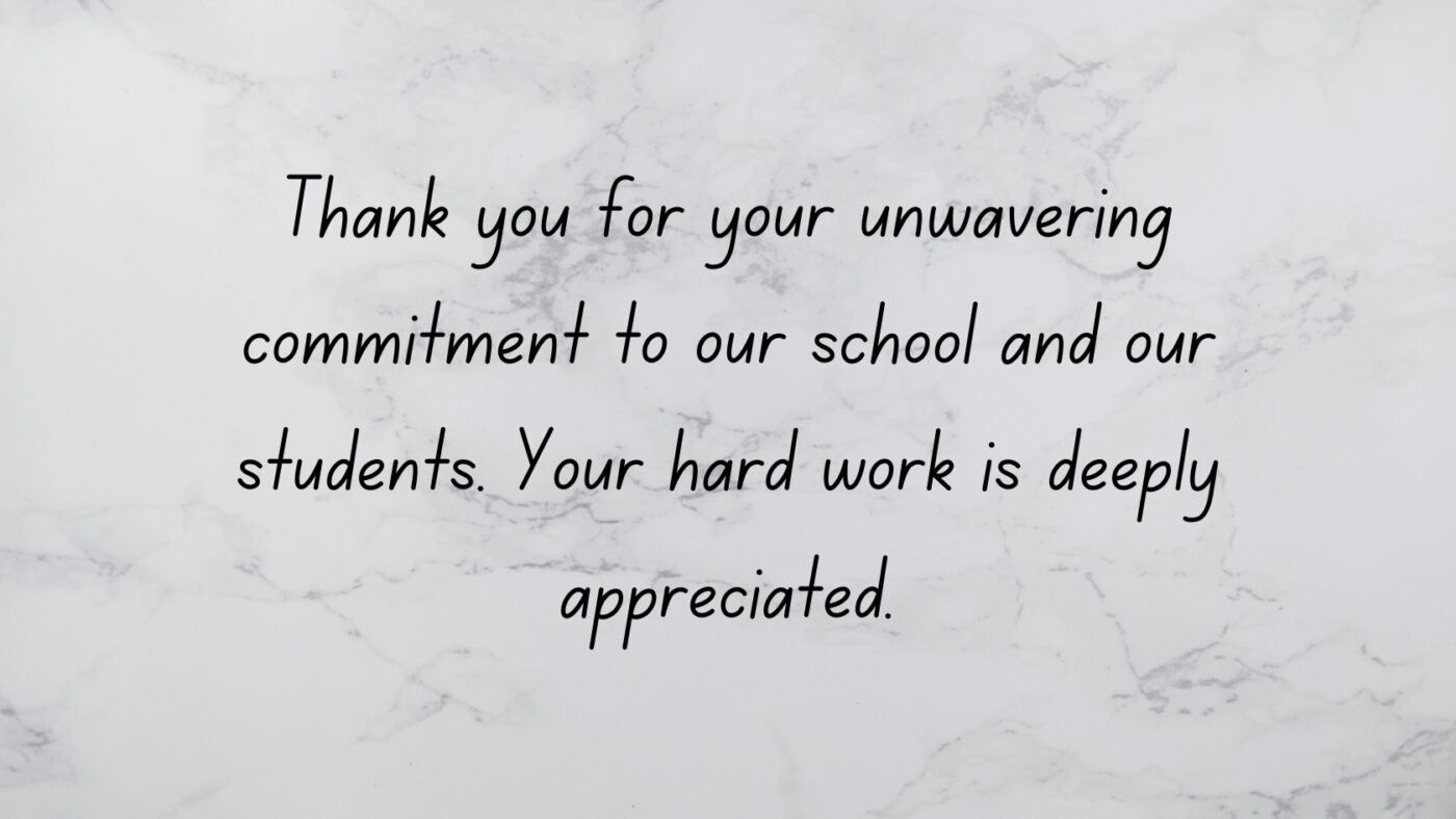 Thank You Note for a Teacher from the Headteacher