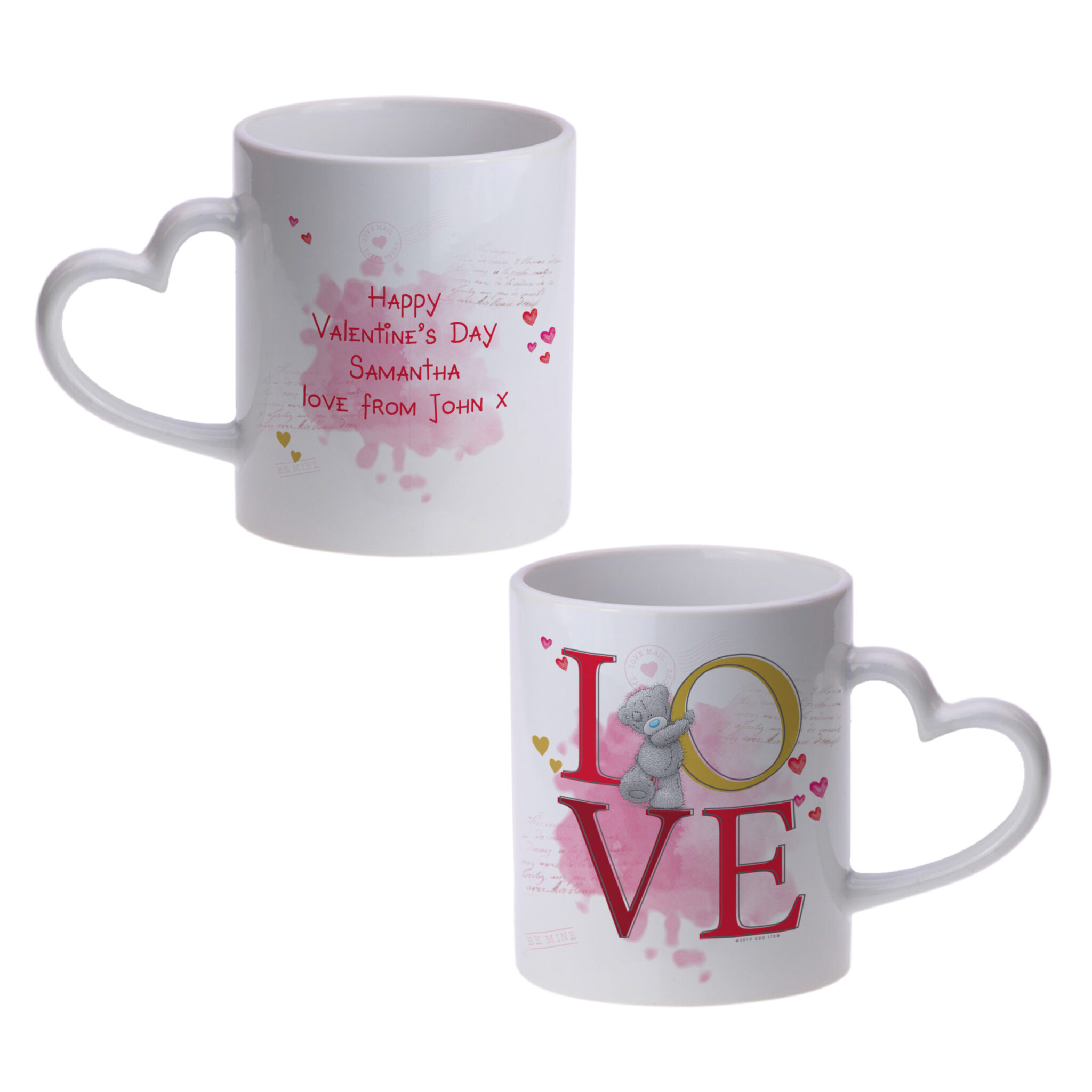 Personalised Ceramic Coffee Mug – You & Me Heart Name Gift For Girlfriend