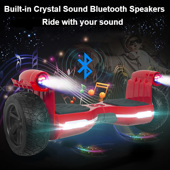 Off road hoverboard includes built-in Bluetooth speakers Off road hoverboard includes built-in Bluetooth speakers
