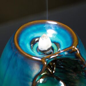 Calming Backflow Incense Burner - Lit Cone View