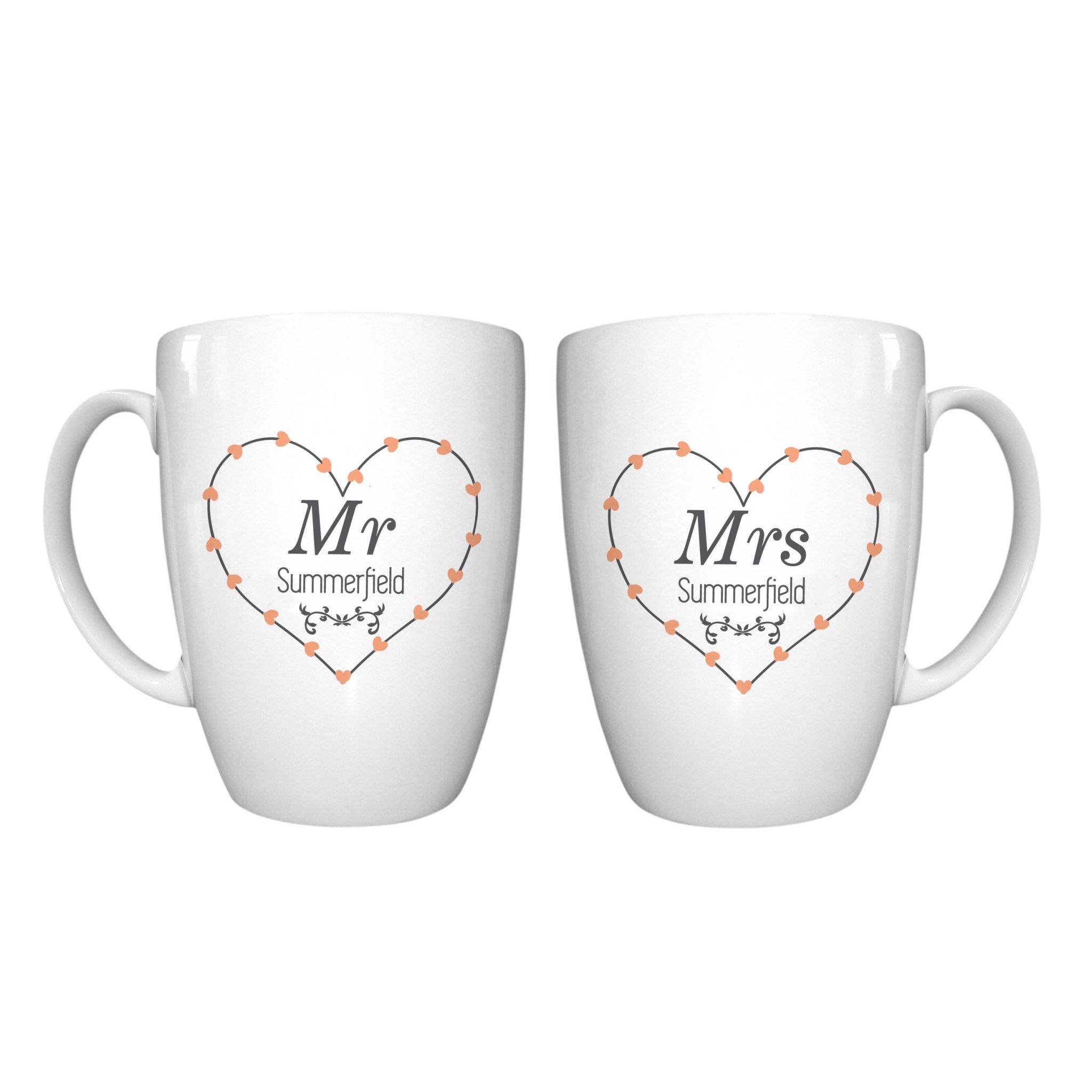 Mr Mrs Heart Conical Mug Set Unique Gift Ideas For Someone Special