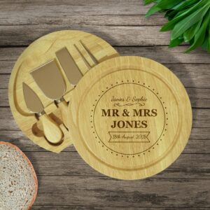 Personalised Cheese Boards - Mr Mrs Round Cheeseboard