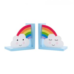 Rainbow Bookends Wooden Heavy Duty