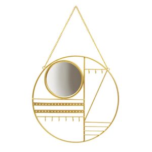 Jewellery Holder With Mirror Abstract Gold