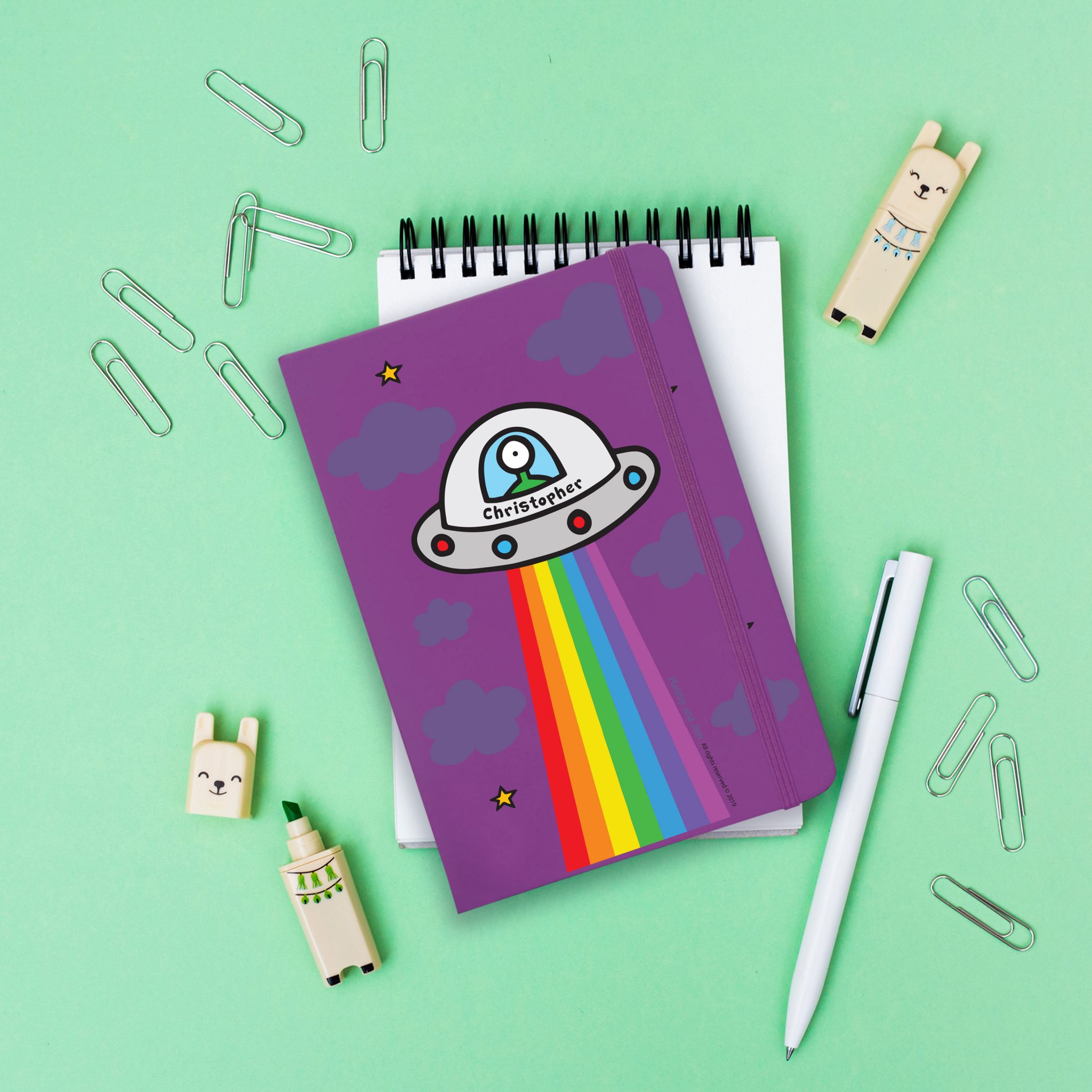 Cosmic Spaceship Purple Notebook Unique Gift Ideas For Someone