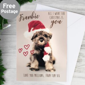 Personalised Rachael Hale All I Want For Christmas Puppy Card