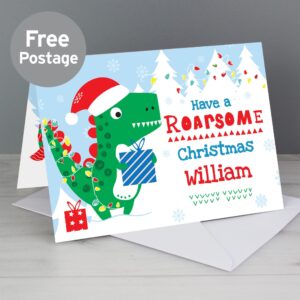 Personalised Dinosaur Have a Roarsome Christmas Card