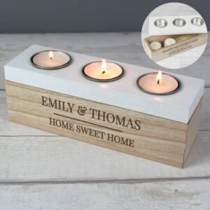 Personalised Classic Triple Tea Light Box