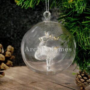 Personalised Reindeer Glass Bauble