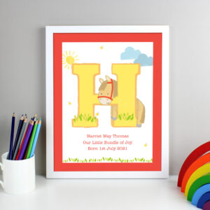 Personalised Animal Initial White Framed Print