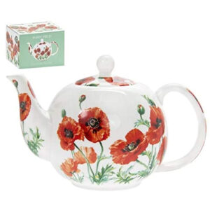 Flowers Teapot Red Poppy Design
