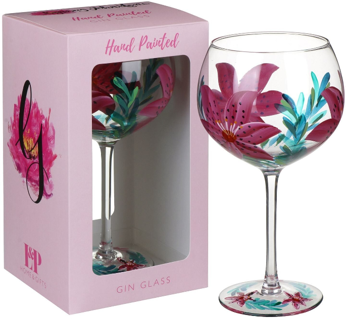 Gin & Tonic Balloon Glass / Large / Lily / Hand Painted Gin & Tonic Balloon Glass / Large / Lily / Hand Painted