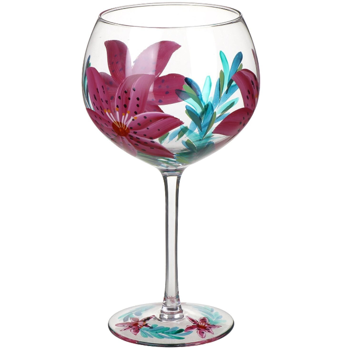 Gin & Tonic Balloon Glass / Large / Lily / Hand Painted Gin & Tonic Balloon Glass / Large / Lily / Hand Painted