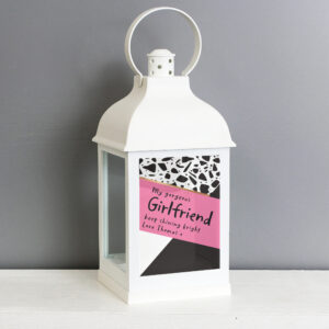 Personalised Pink & Black White Lantern