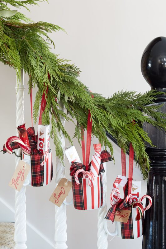 Stairway Christmas Decorations - Ditch Stockings For Coffee Mugs