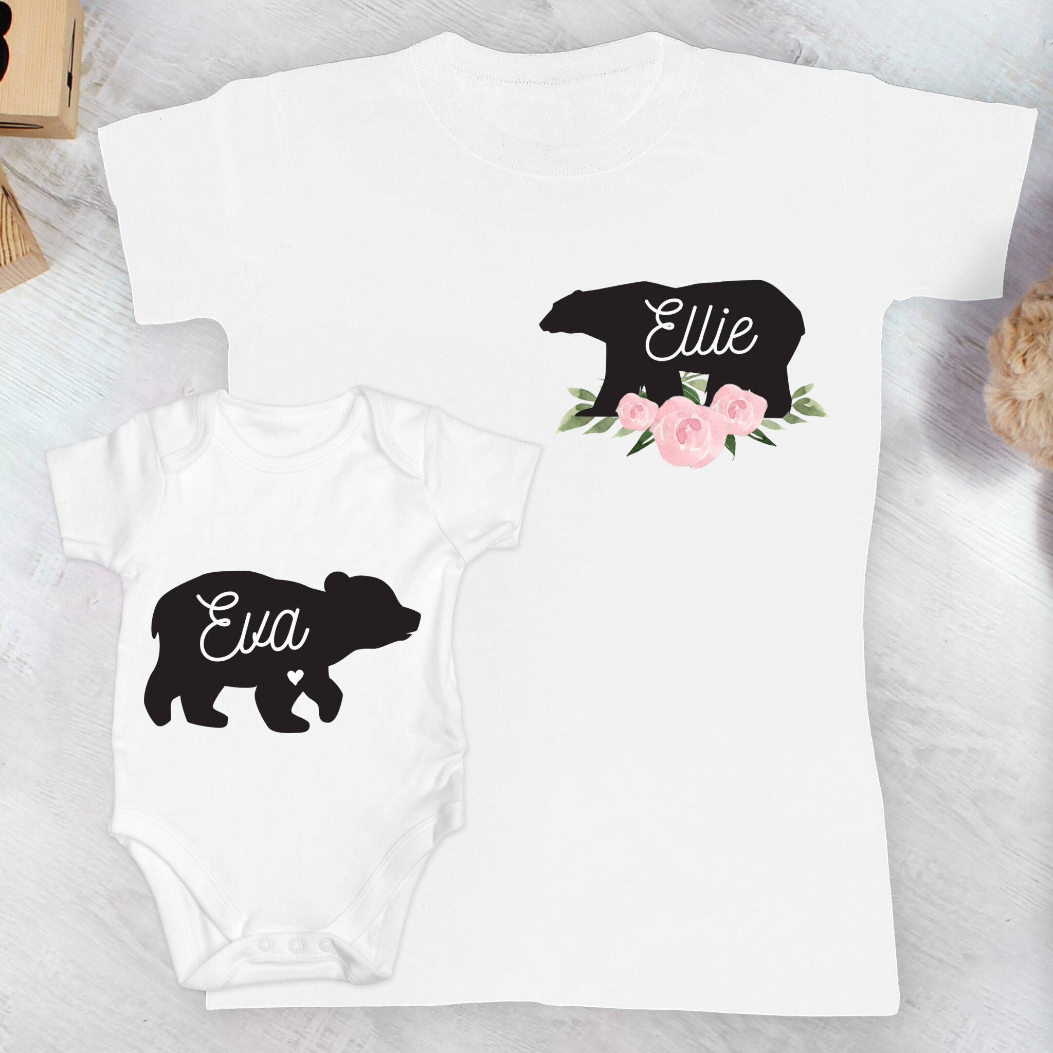Personalised Mother & Baby Mama Bear T-Shirt And Vest Set (Medium & 0-3mths) Personalised Mother & Baby Mama Bear T-Shirt And Vest Set (Medium & 0-3mths)