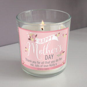 Personalised Floral Bouquet Mothers Day Scented Jar Candle