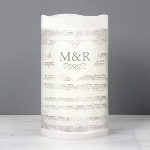 Personalised Vintage Music Manuscript LED Candle