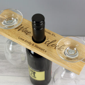 Personalised Wine Oclock Wine Glass & Bottle Holder
