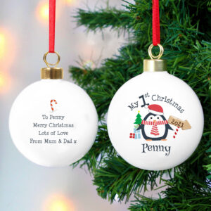 Personalised My 1st Christmas Penguin Bauble