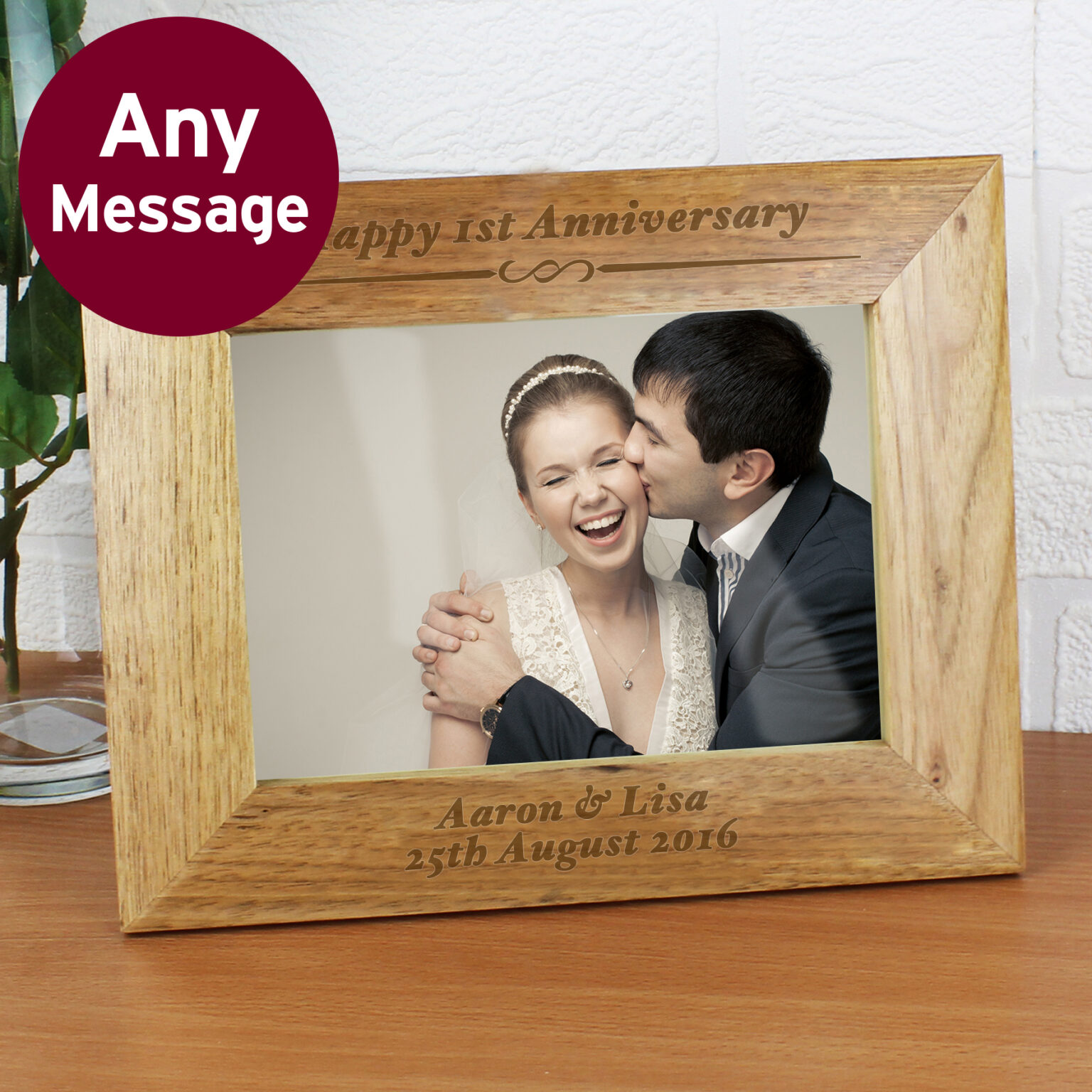 Personalised Formal 7x5 Landscape Wooden Photo Frame Unique Gift