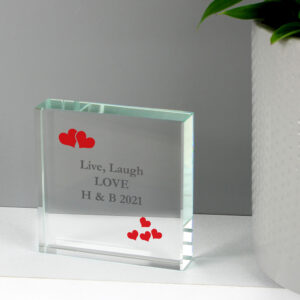 Personalised Red Hearts Large Crystal Token