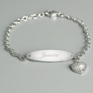Personalised Childrens Sterling Silver and Cubic Zirconia Bracelet