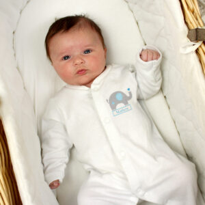 Personalised Blue Elephant 0-3 Months Babygrow