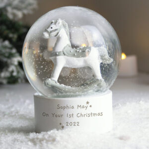 Personalised Free Text Rocking Horse Glitter Snow Globe