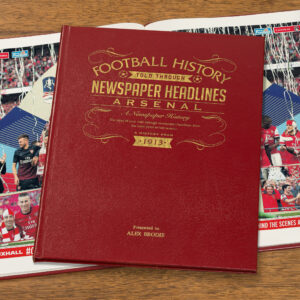 Arsenal Newspaper Book - Red Leather with open page