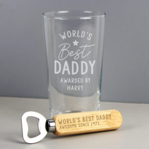 Personalised Worlds Best Pint Glass & Bottle Opener