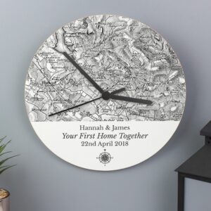 Personalised 1805 - 1874 Old Series Map Compass Wooden Clock
