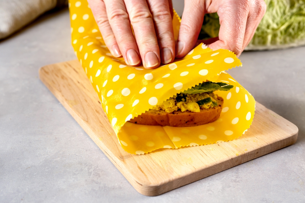 Eco friendly beeswax wraps for picnic food
