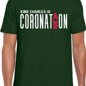 King Charles Coronation T-Shirt For Men / Big Ben - Forest Green