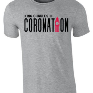 King Charles Coronation T-Shirt For Men / Big Ben - Sports Grey