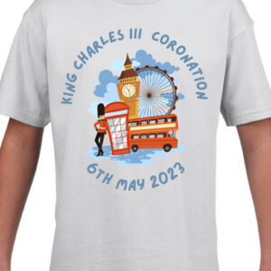 King Charles III Coronation T-Shirt For Kids / Boy / London Design - White