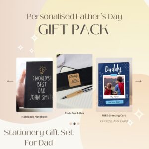 Personalised Light Bulb Hardback Notebook + Cork Pen Set + Free Greeting Card