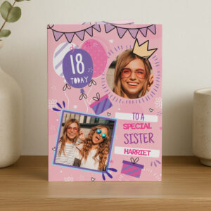 Personalised Photo Upload Pink Birthday Card