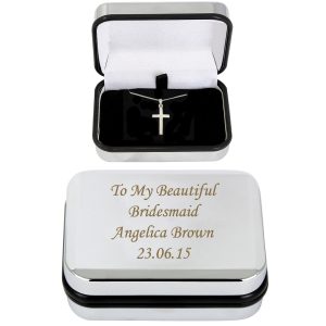 Personalised Box with Silver Cross Necklace