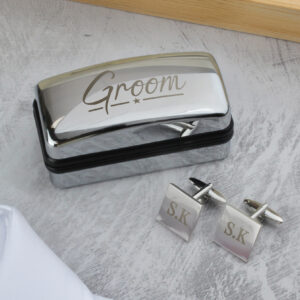 Personalised Groom Wedding Cufflinks and Box Set