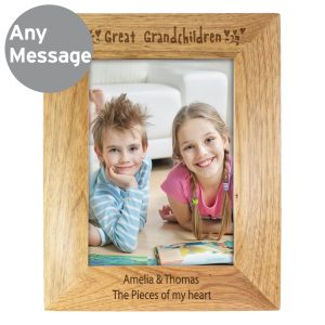 Personalised Great Grandchildren 5x7 Oak Finish Photo Frame