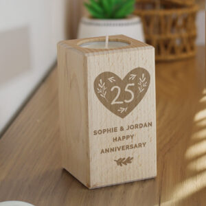 Personalised Anniversary Wooden Tealight Holder