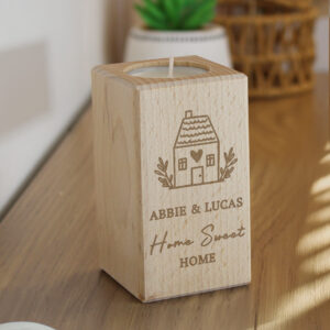 Personalised New Home Wooden Tealight Holder