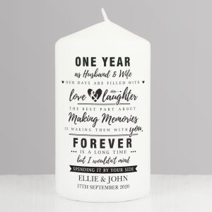 Personalised Typography Anniversary Pillar Candle
