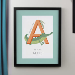 Personalised Animal Alphabet Black Poster Frame