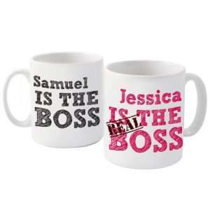 Personalised The Real Boss Sketch Mug Set