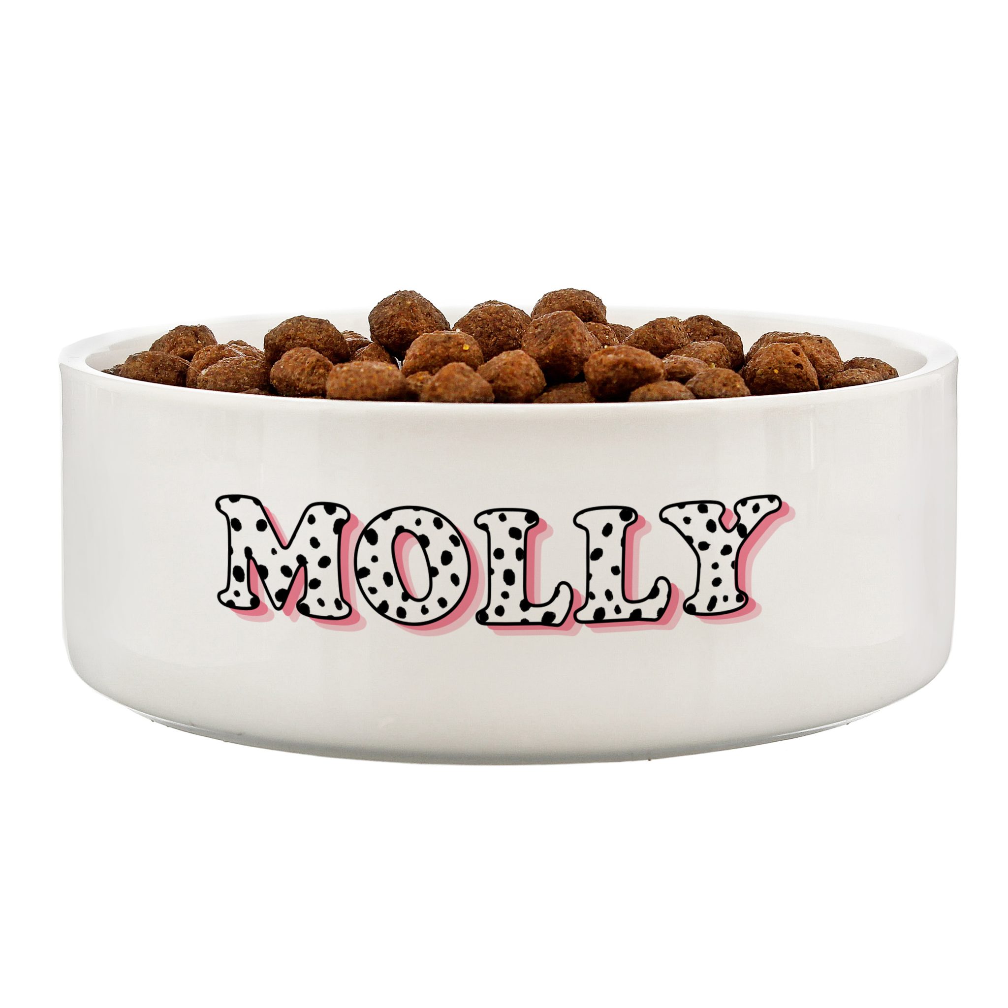 Personalised Pink Spots Name 15cm Medium Pet Bowl