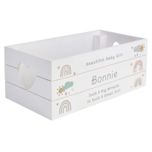 Personalised Pastel Rainbow White Wooden Crate