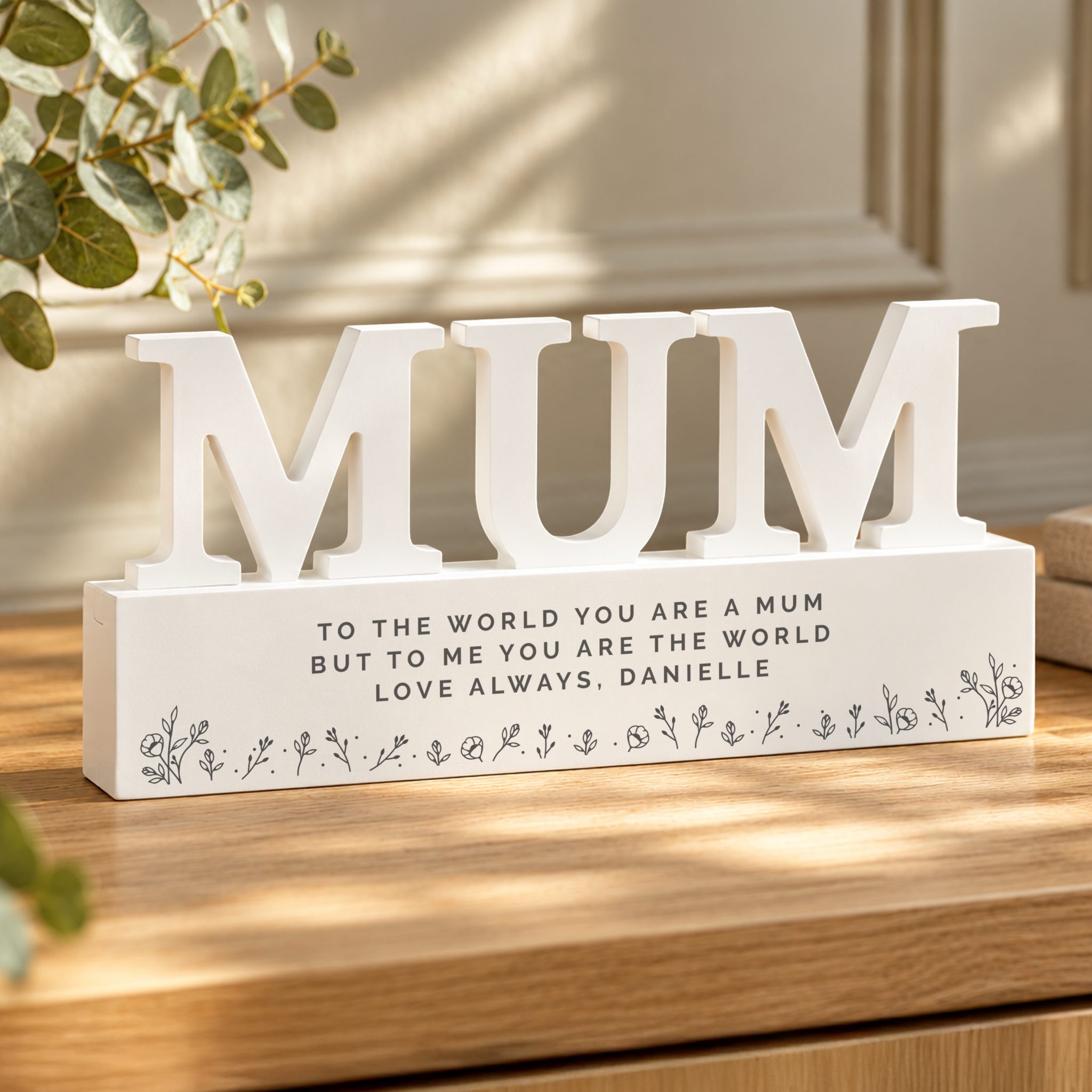 Personalised Floral Wooden Mum Ornament