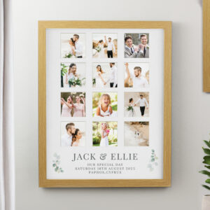 Personalised Wedding Oak Multi Photo Frame
